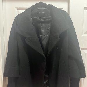 CALVIN KLEIN WOMENS DRESS COAT JACKET BLACK PARKA PONCHO STYLE SZ S/P